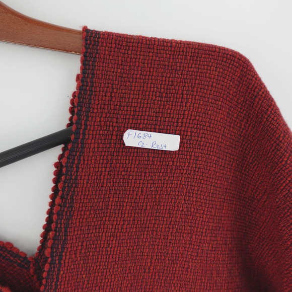 LEMLEM Poncho Sweater Rust Wool Woven Oversized Rach Southwestern Art to Wear - Picture 7 of 16